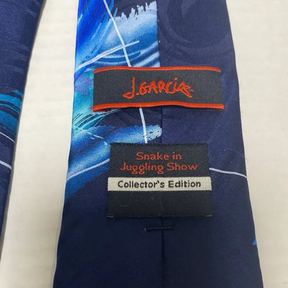 J Garcia Snake in Juggling Show Collectors Edition‎ Blue Neck Tie Abstract Artsy